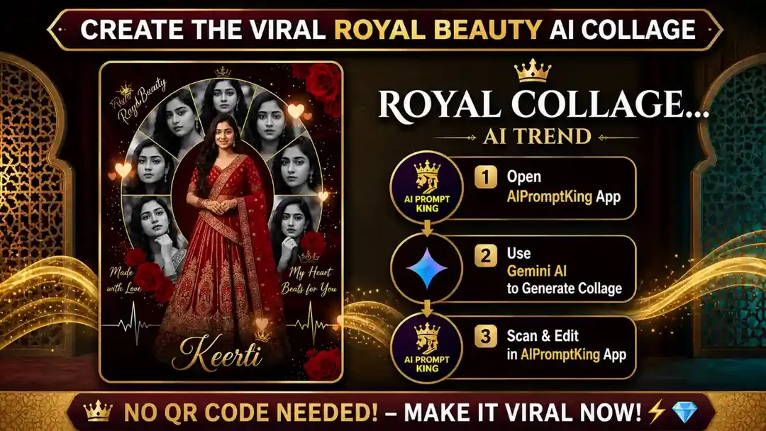 Create 2026 Your Own Viral Royal Beauty Collage with Gemini AI!